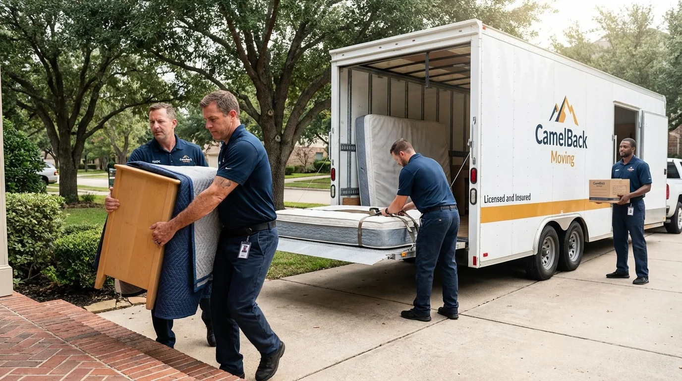 Crew loading residential truck for cross-state move from Oakwood, GA